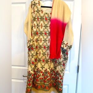 Gorgeous raw silk full embroidered Indian ethnic party dress